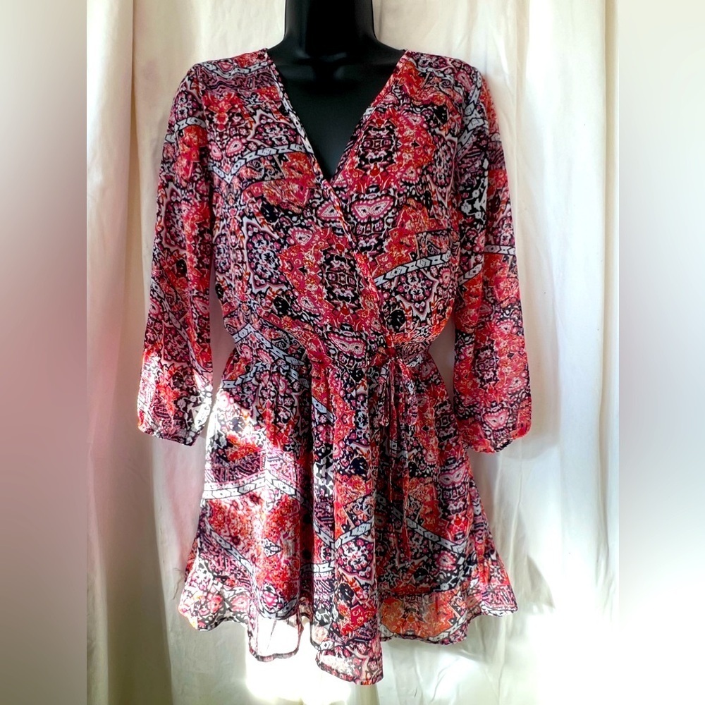 Band Of Gypsies Women's Sz S One Piece Romper Long Sleeve V Neck Lined Polyester